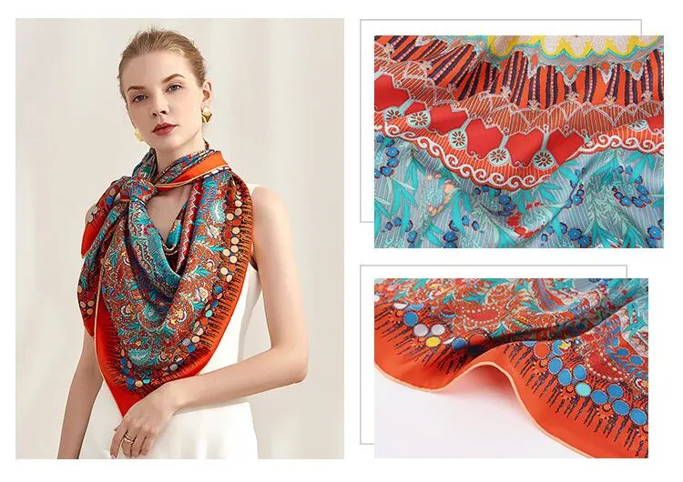 Custom Women Fashion Digital Print Silk Scarf