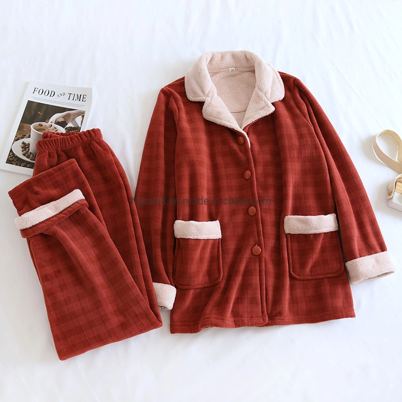 Knit Sherpa Flannel Home Textile Top and Pant Set for Women and Men Autumn Winter Wholesale Pajamas Pyjamas