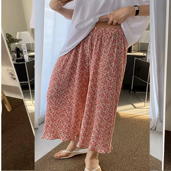 Solid Color Loose Cotton Linen Casual Pants Home Trousers Women′ S Wide Leg Pants with Pockets