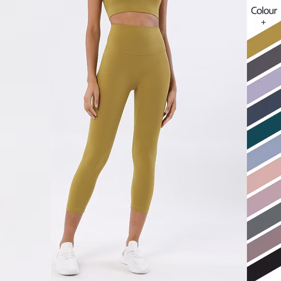 Sanded-Fabric Yoga Women′ S High Waist Butt-Lifting Fitness Cropped Pants